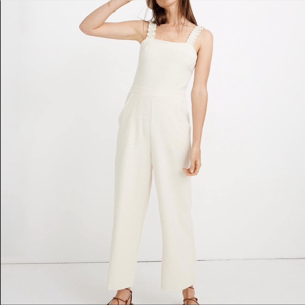 Madewell Cream Sleeveless Square-Neck Jumpsuit